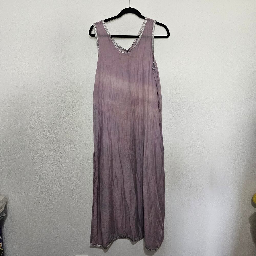 Cynthia Ashby Purple Dress Lagenlook SUNBLEACHED V Neck Tank Sleeveless